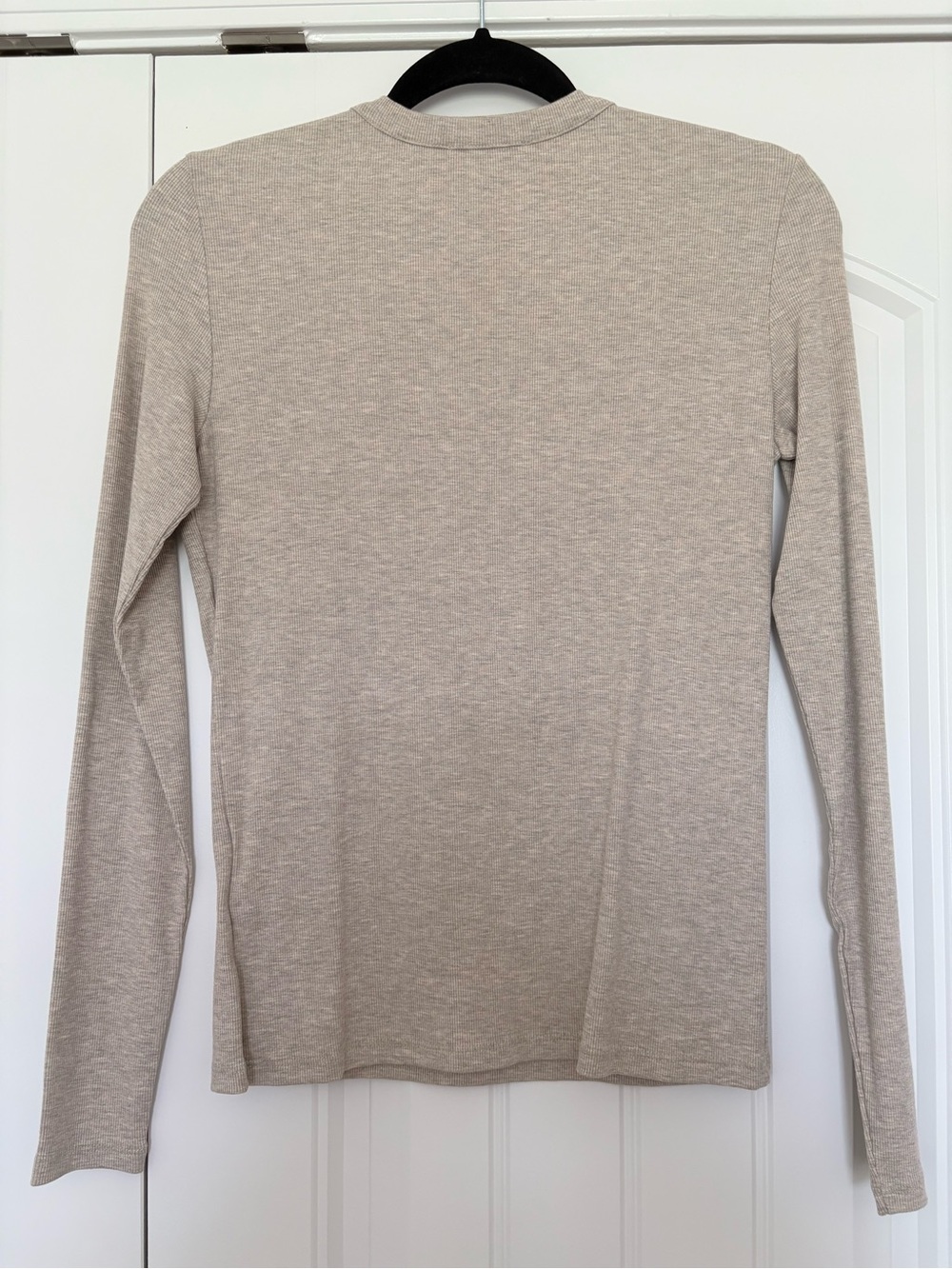 NWT Madewell Ribbed Button Crewneck Tee Heather Coastal Dune Size Medium - Picture 6 of 7